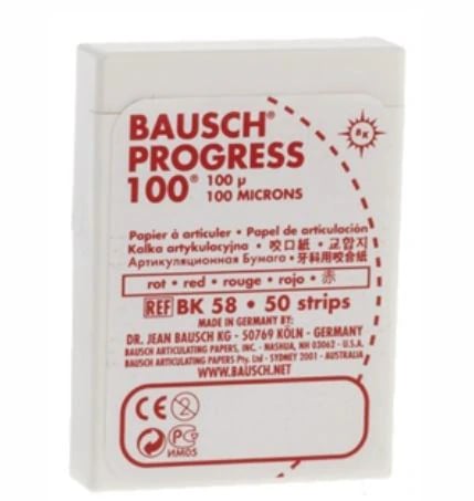 Bausch Progress 100 Articulating Paper Strips, Red, 100 Micron, 50/Box, BK 58