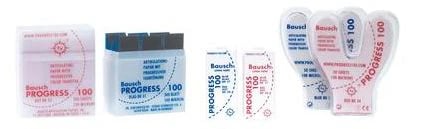 Bausch Progress 100 Articulating Paper, Horseshoe Shape, Red, 100 Microns, 50 Sheets in Plastic Dispenser