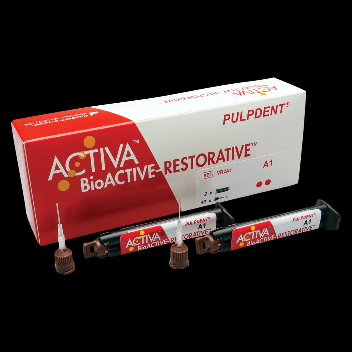 Pulpdent ACTIVA BioACTIVE-RESTORATIVE Dual-Cure Bioactive Composite Resin, Syringe Value Refill, Shade A1, 2 x 5 mL (8 g) Syringes + 40 Tips, VR2-A1