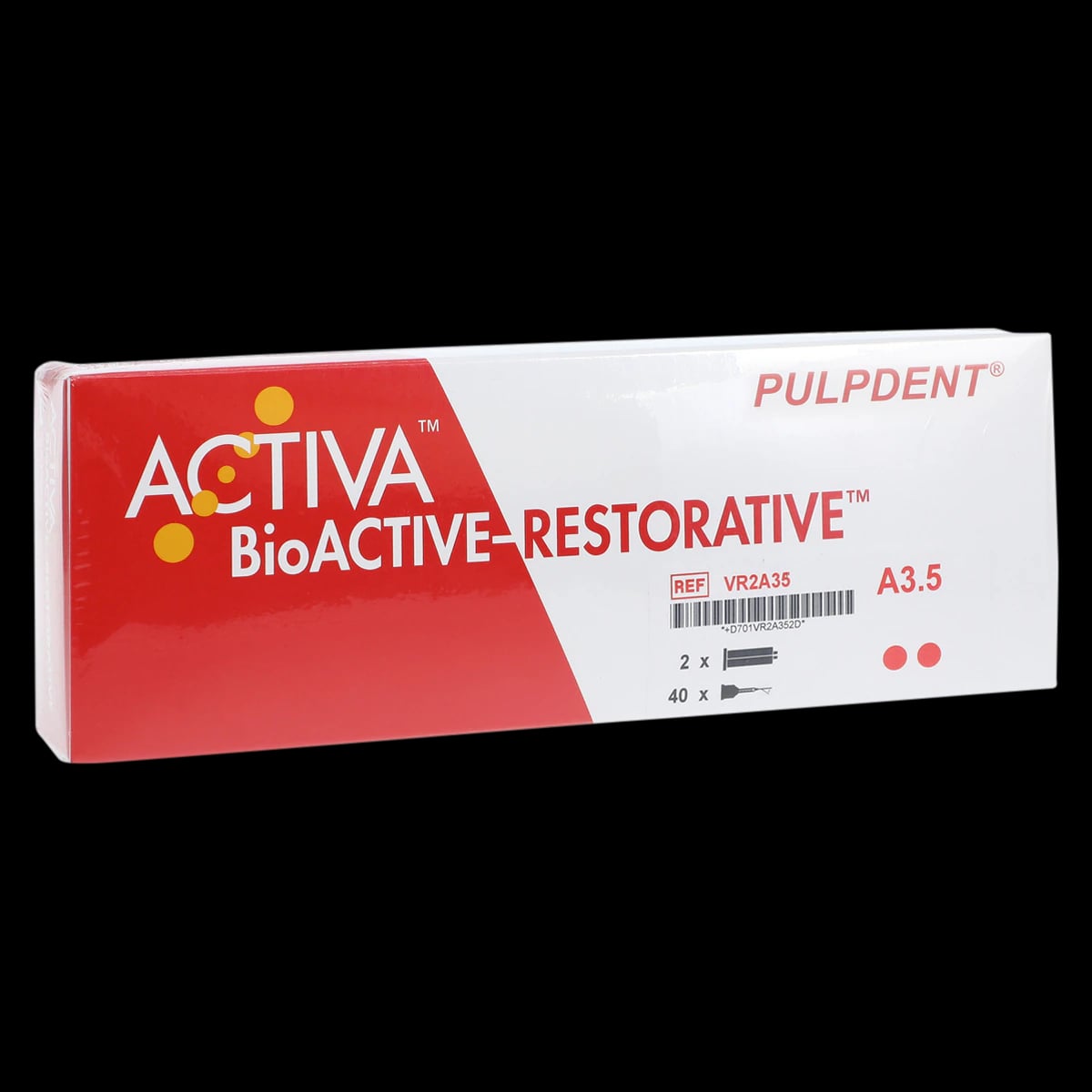 Pulpdent ACTIVA BioACTIVE-RESTORATIVE Value Refill, Shade A3.5, 2 x 5mL (8g) Syringes + 40 Mixing Tips, VR2A3.5