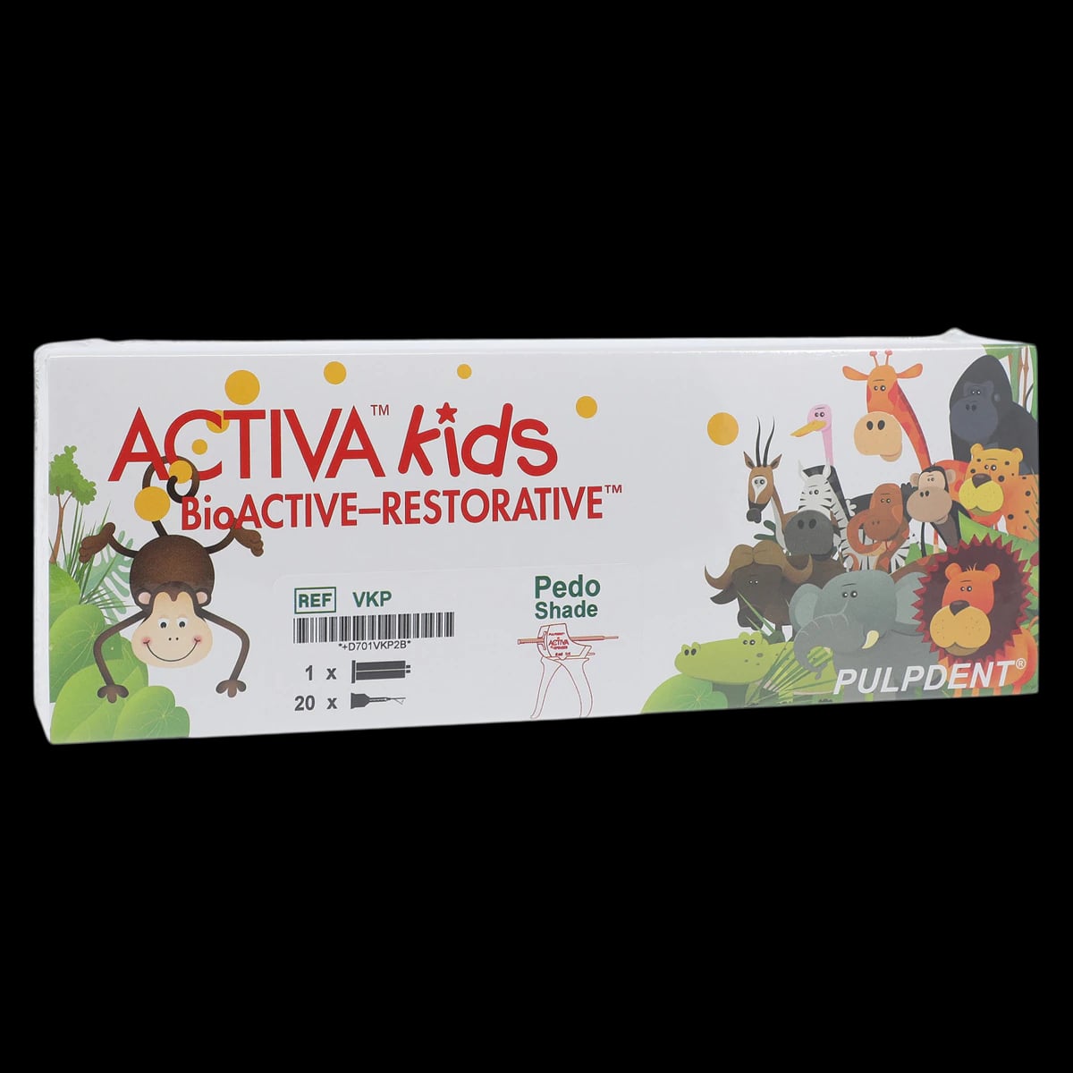 Activa Kids BioACTIVE-Restorative Starter Kit, Pedo Shade, 5 mL (8 g) Syringe, with Dispenser and 20 Mixing Tips, VKP