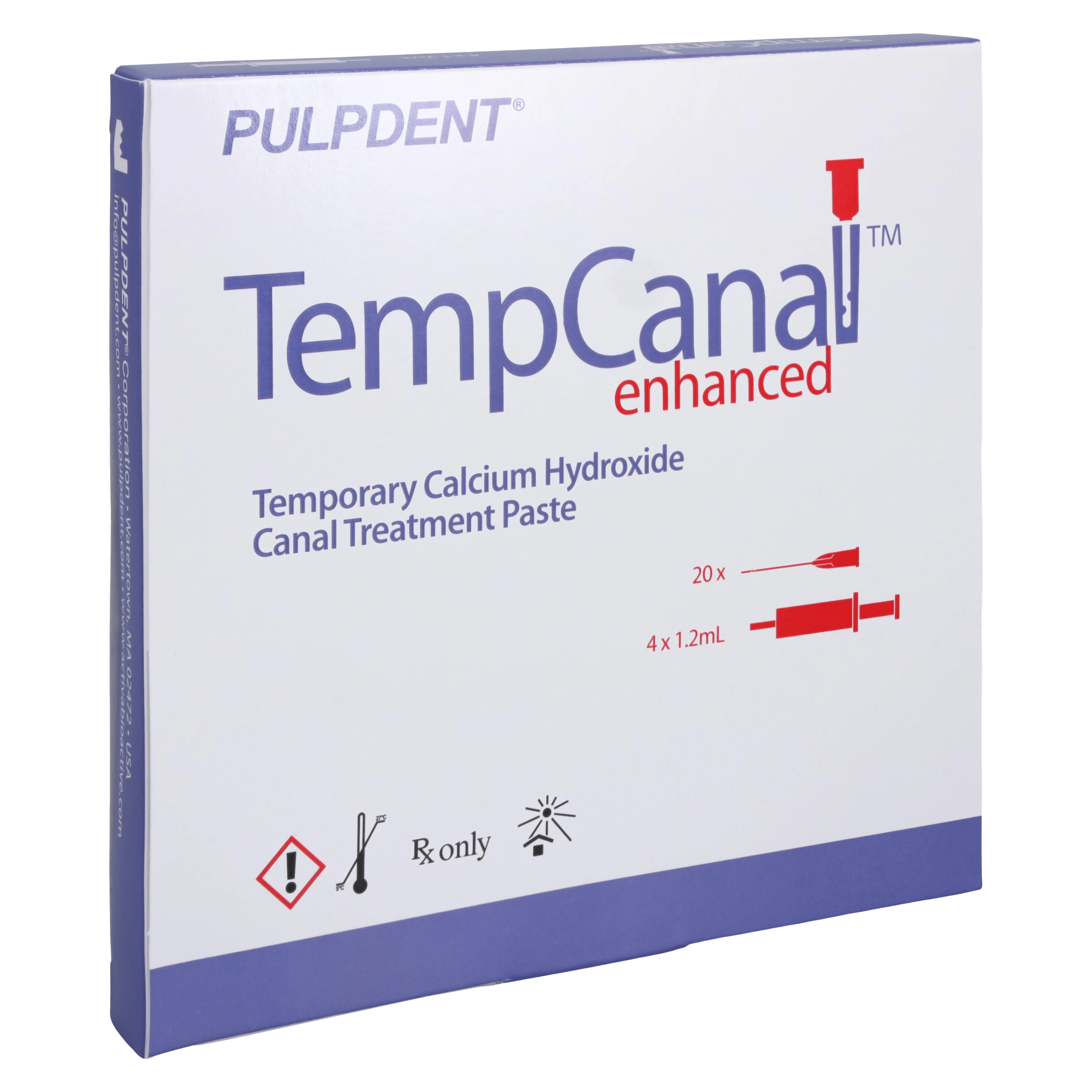 TempCanal Enhanced Calcium Hydroxide Canal Treatment Paste Kit, 4 x 1.2 mL Syringes + 20 Endo Irrigation Needles, TE4