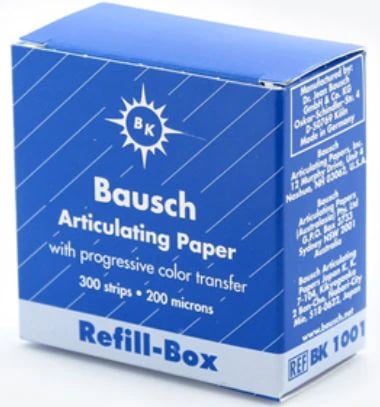 Bausch Articulating Paper Strips, 200 Micron, Blue, Progressive Color Transfer, Refill for Plastic Dispenser, 300/Pk, BK1001