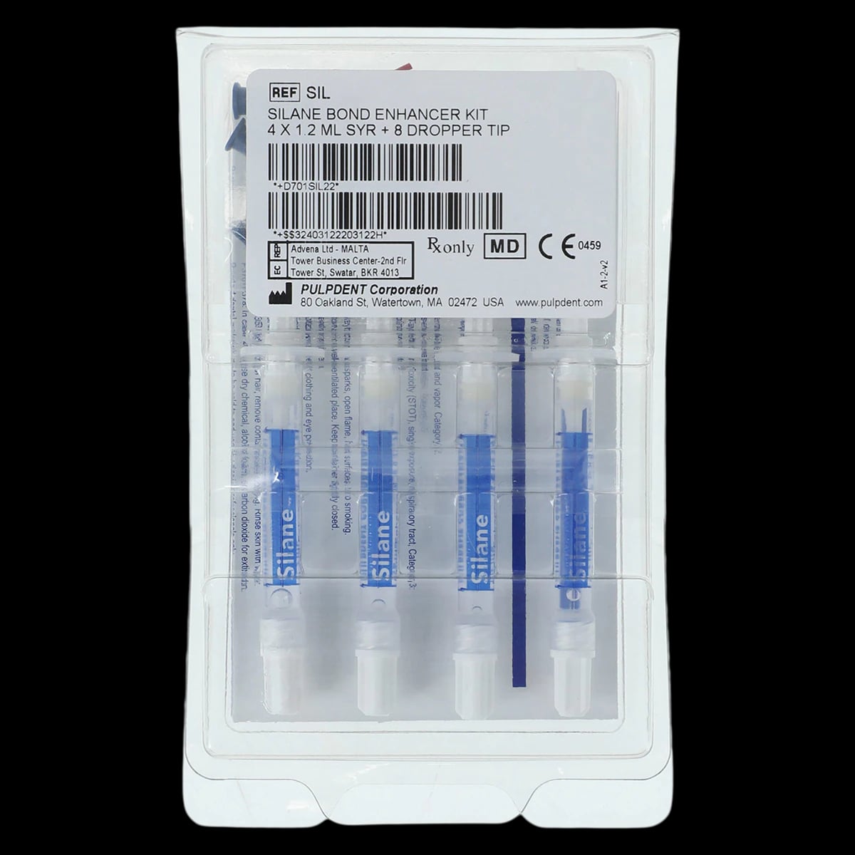 Pulpdent Silane Bond Enhancer Kit, 4 x 1.2 mL Syringes + 8 Applicator Tips, SIL