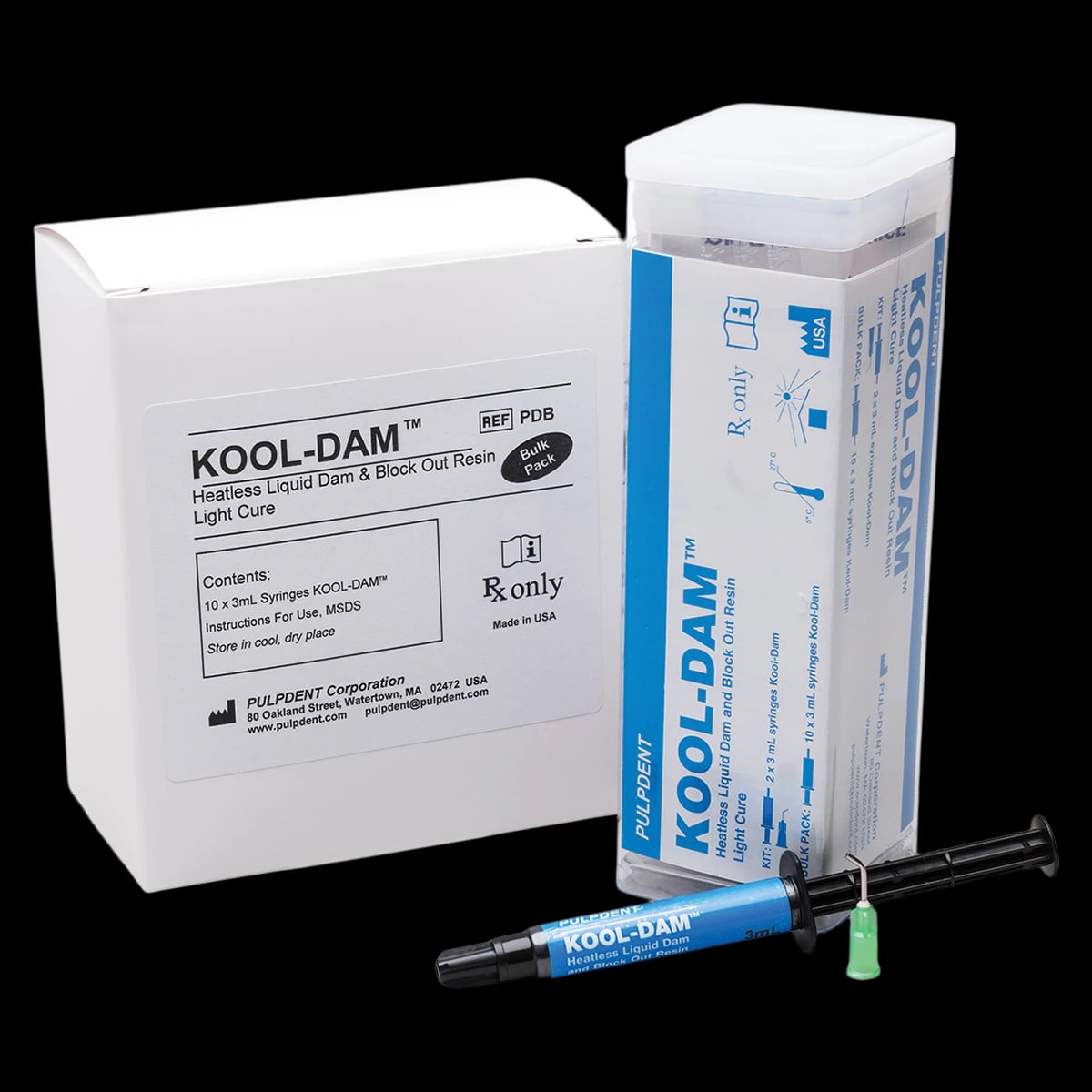 Kool-Dam Light-Cure Heatless Liquid Dam & Block-Out Resin Intro Kit, 2 x 3 mL Syringes + 20 Applicator Tips