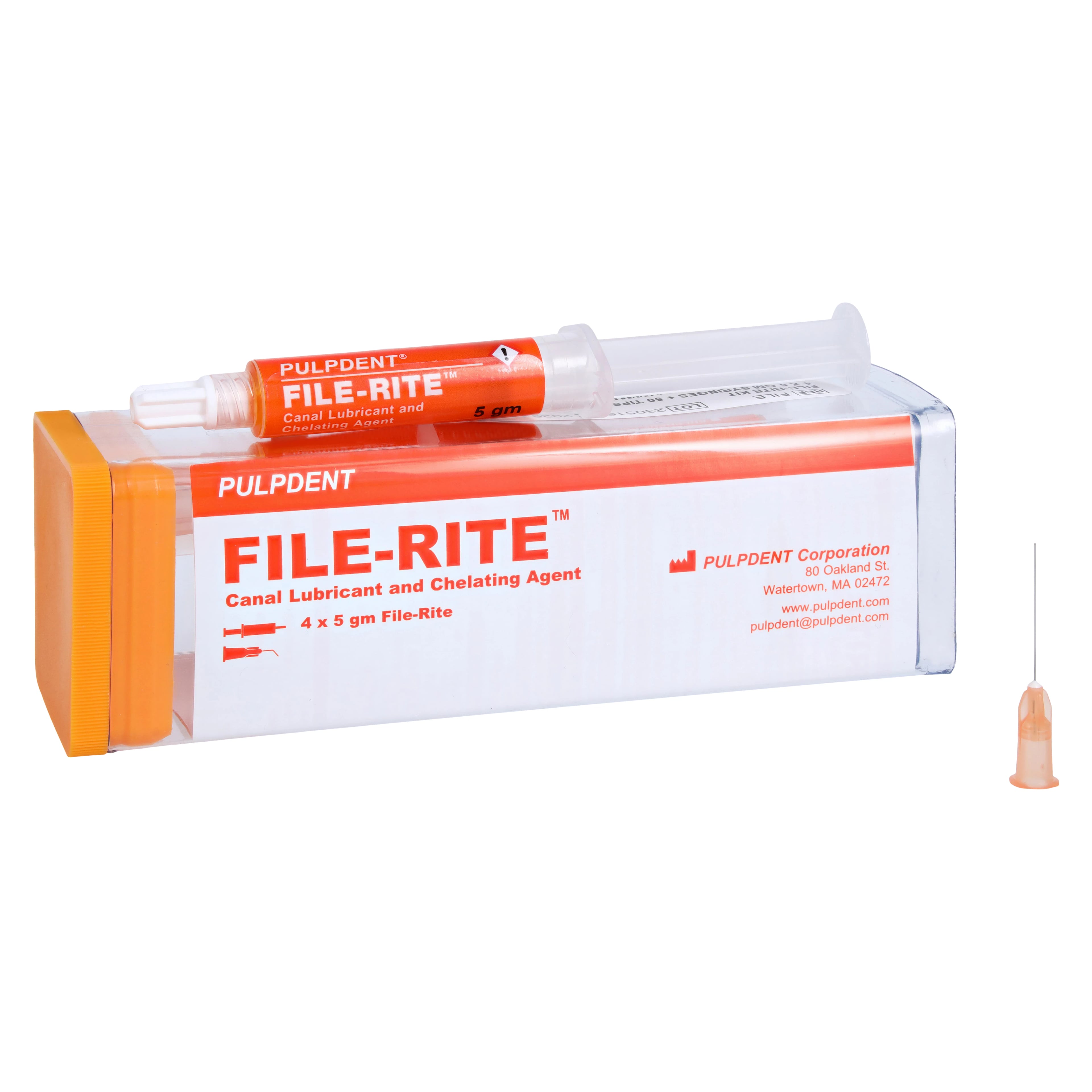 Pulpdent File-Rite™ 17% EDTA Semi-Gel Canal Lubricant Kit, 4 x 5 g Syringes + 50 Applicator Tips