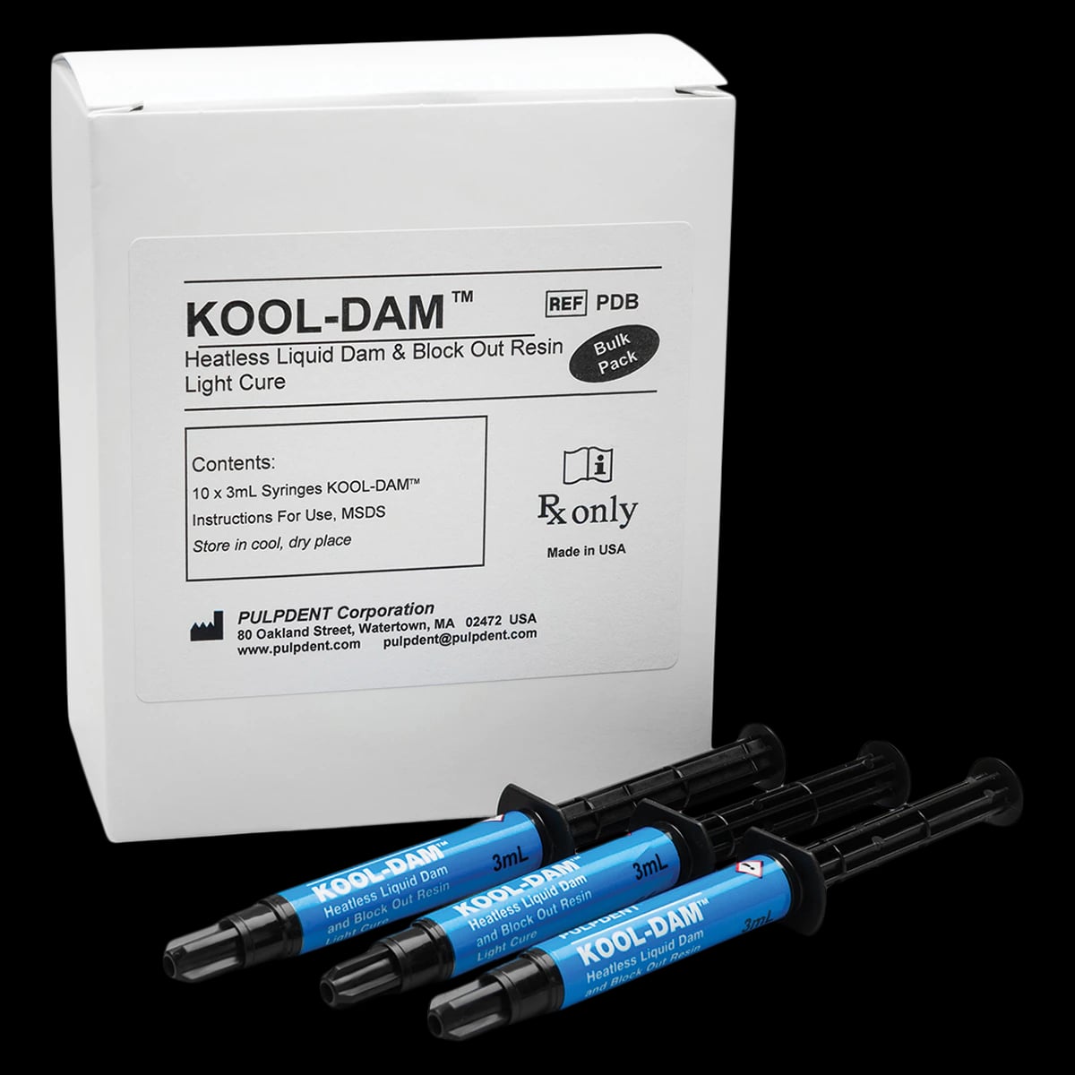 Kool-Dam Liquid Dam and Block-Out Resin, Light-Cure, Bulk Pack, 3 ml Syringes, 10/Pk, PDB