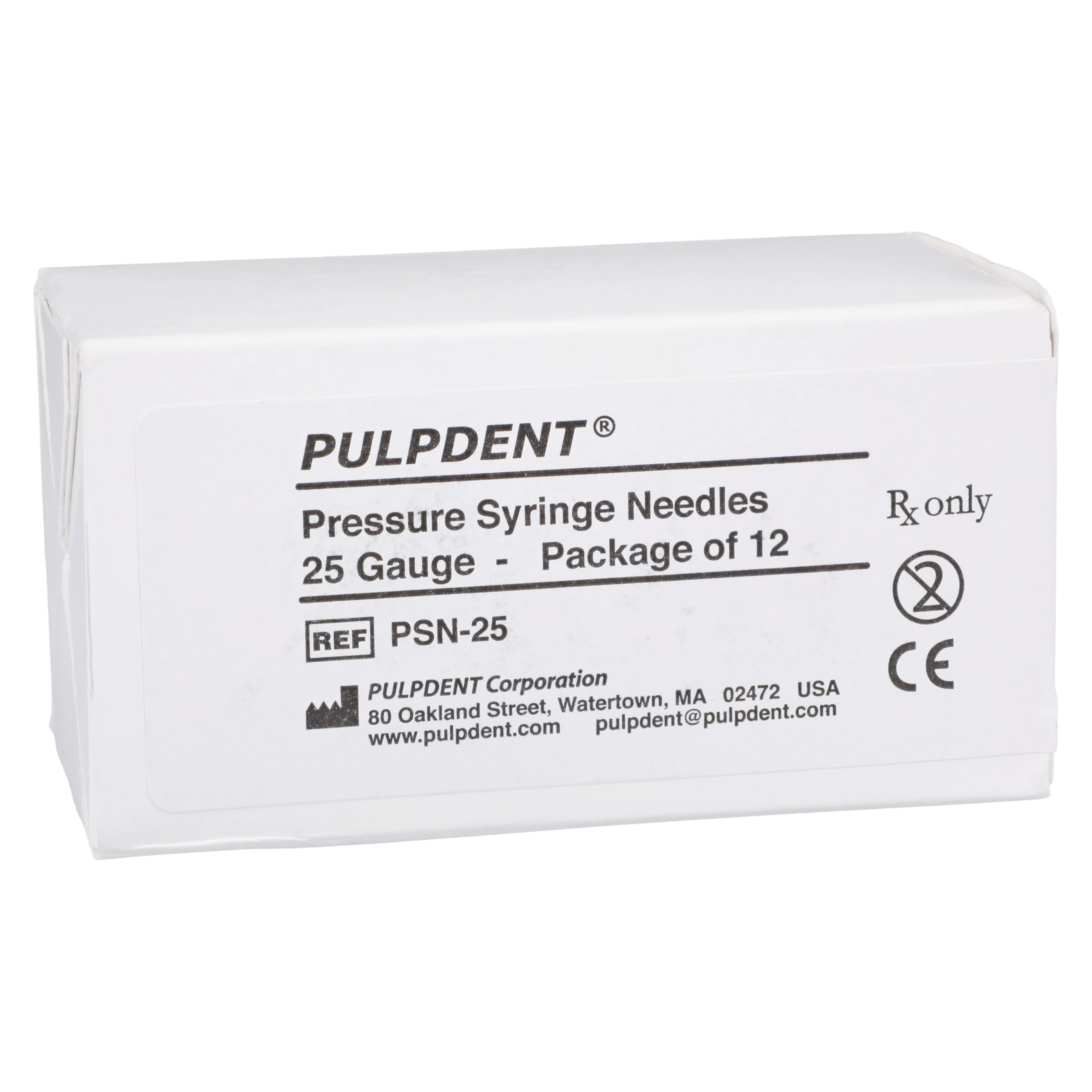 Pulpdent TempCanal Pressure Syringe Needles, 25 Gauge x 1.25 in, Red, 12/Pk, PSN-25