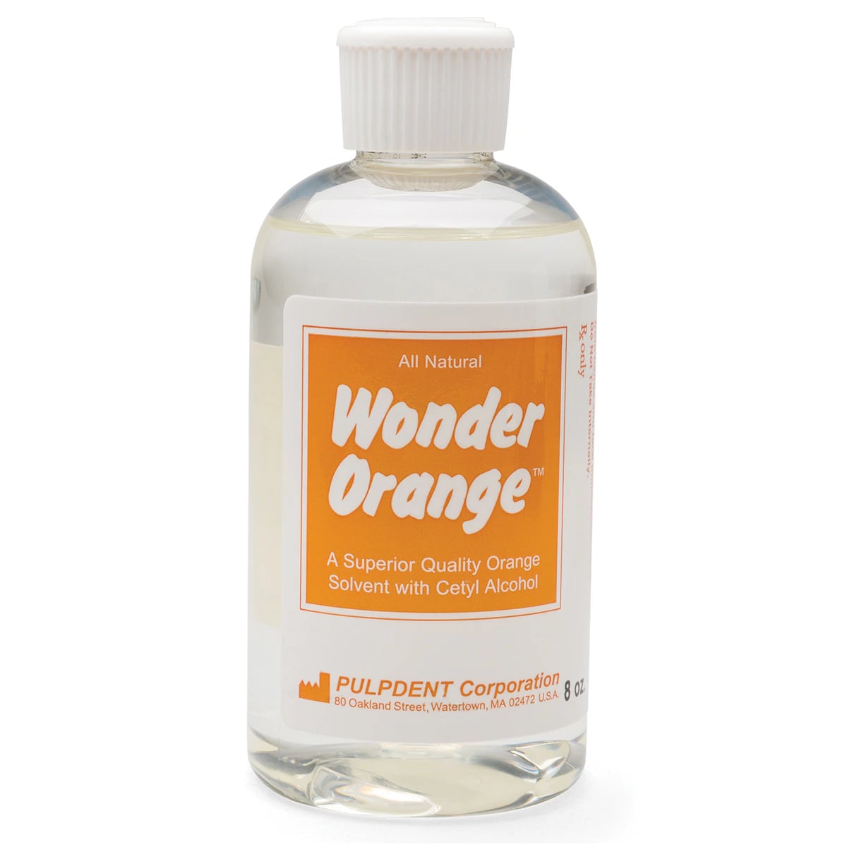 Pulpdent Wonder Orange Solvent, All-Natural Cleaning Solution, 8 oz Plastic Dispenser Bottle, WO-8