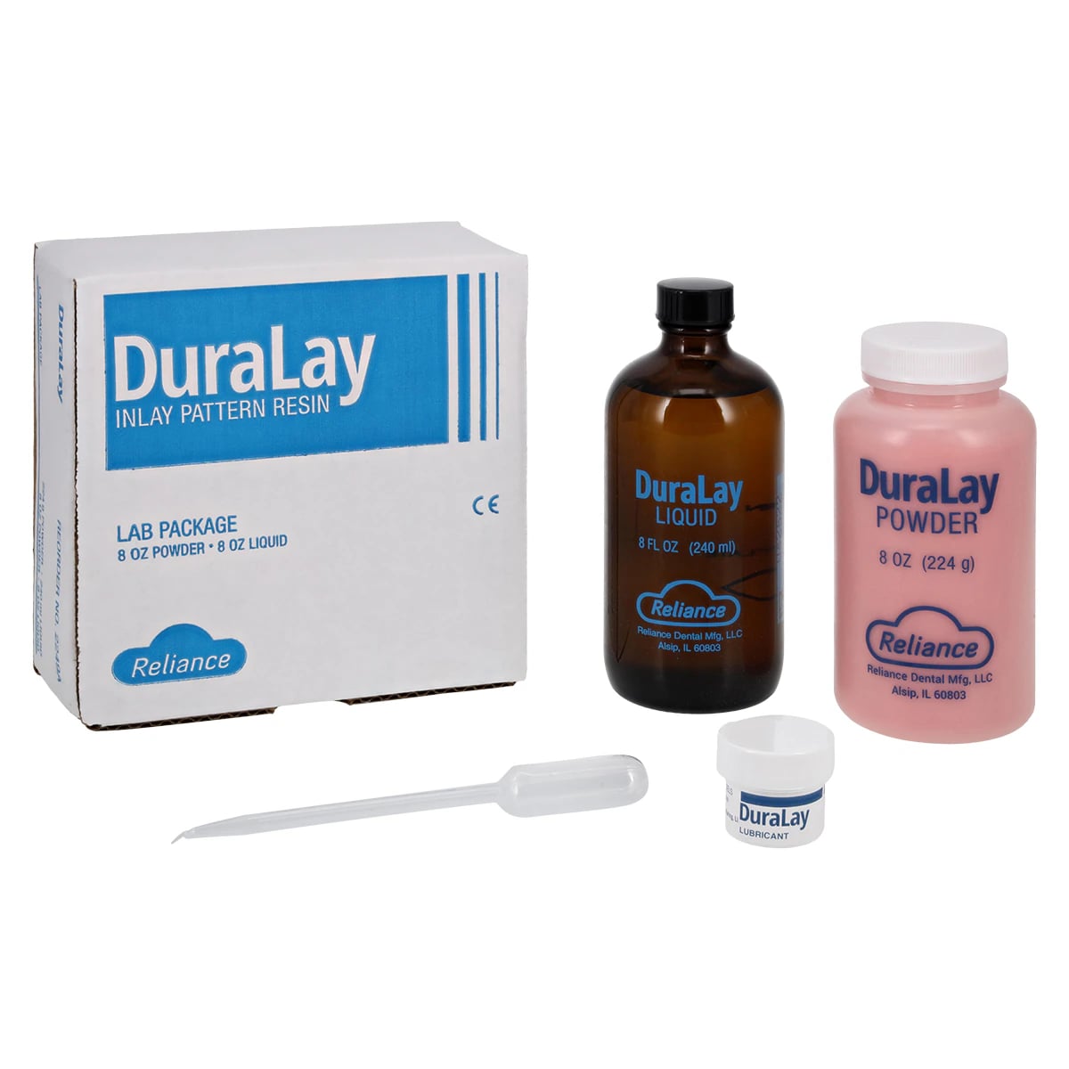 DuraLay Inlay Pattern Resin Lab Package, Red, 8 oz Powder & 8 oz Liquid with Lubricant Jar and Dropper, 2249-A