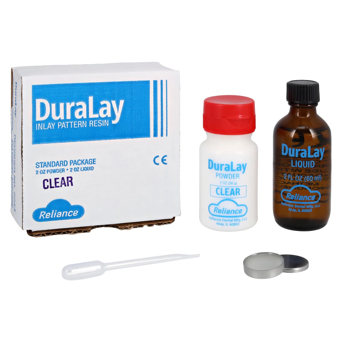 DuraLay Inlay Resin Standard Package, Clear, 2 oz Powder & 2 oz Liquid with Lubricant, 2244-C