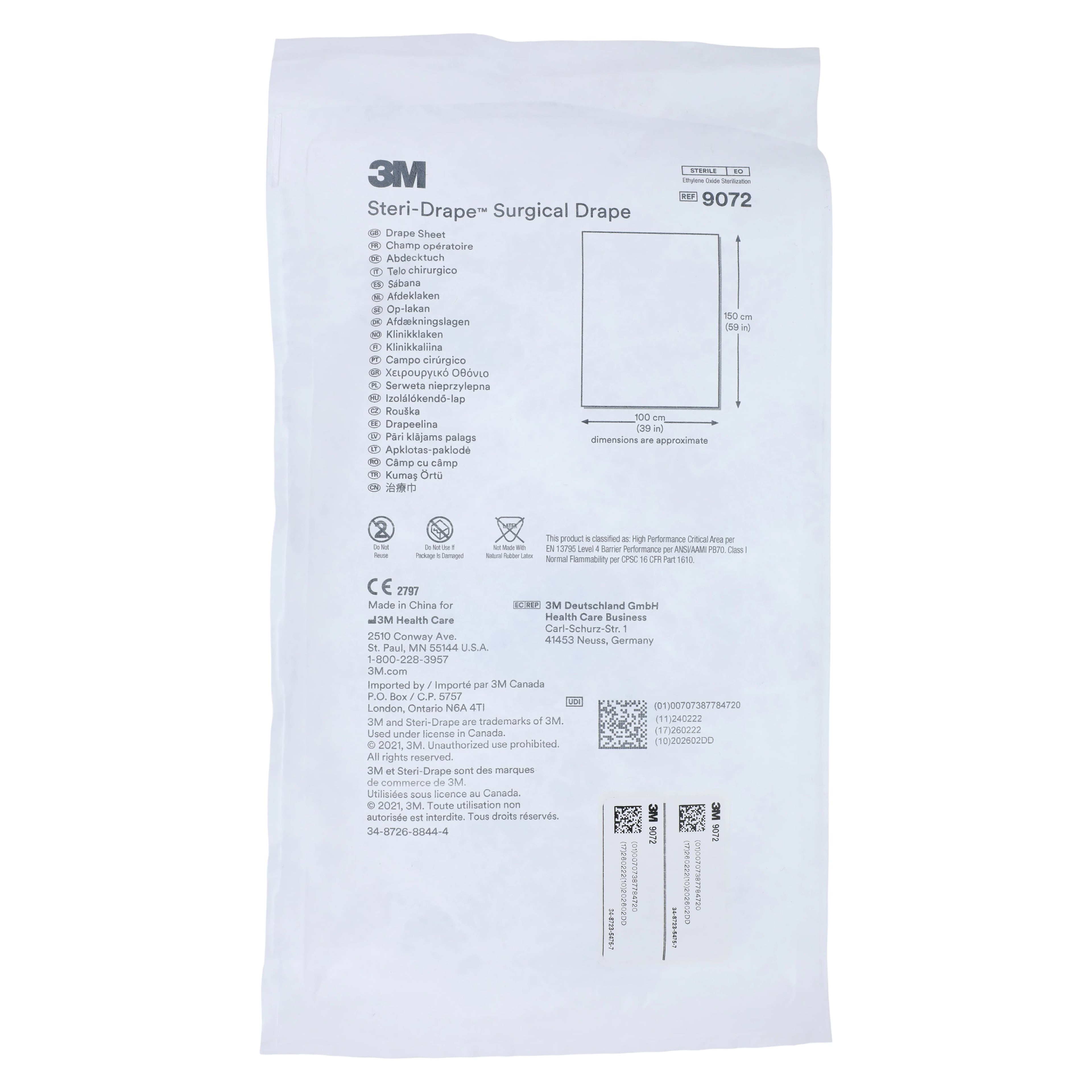 Steri-Drape 44x59" Sterile Surgical Drape/Sheet/Backtable Cover Pack, Non-Fenestrated