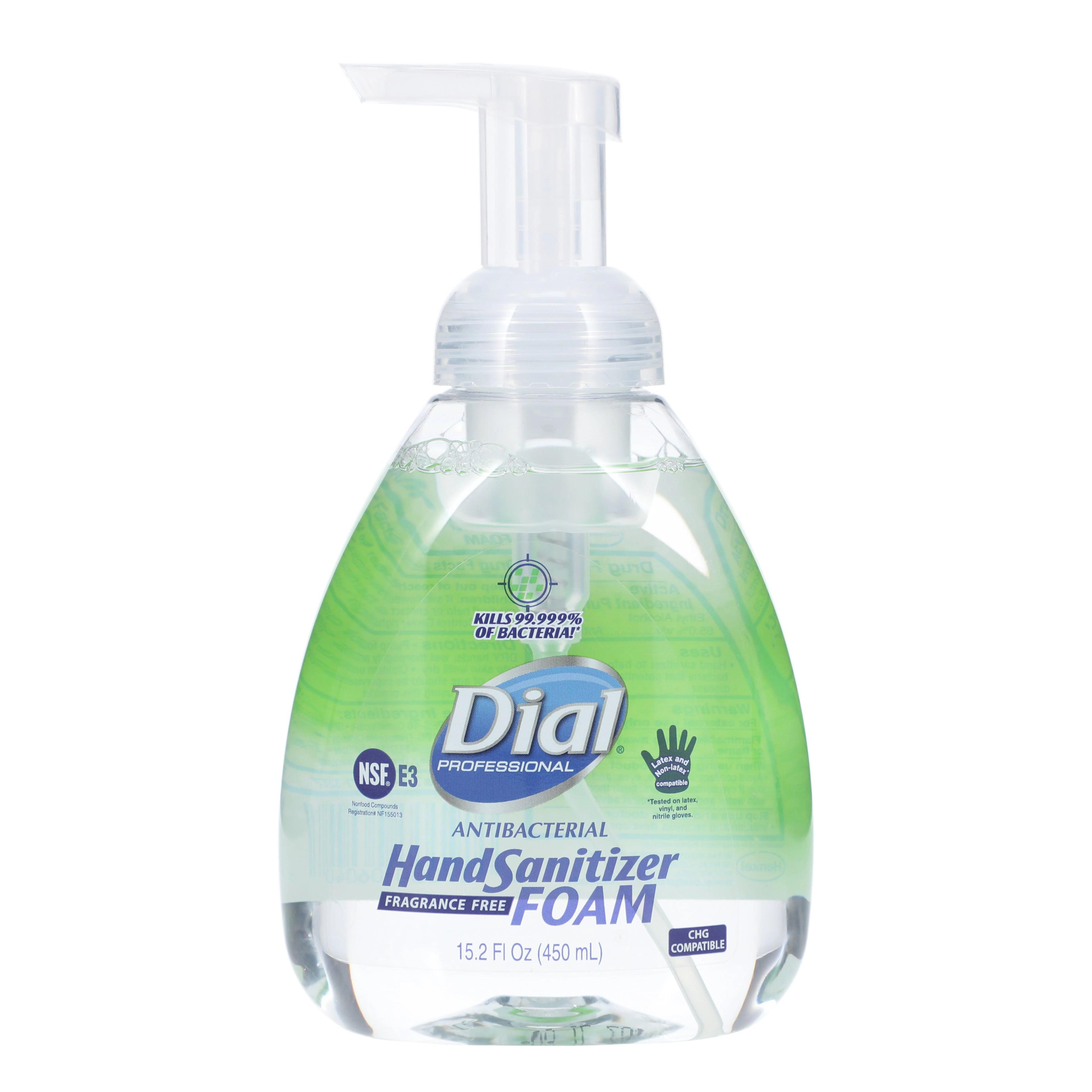Dial Hand Sanitizer Foam, 65% Ethyl Alcohol, Fragrance Free, 15.2 oz