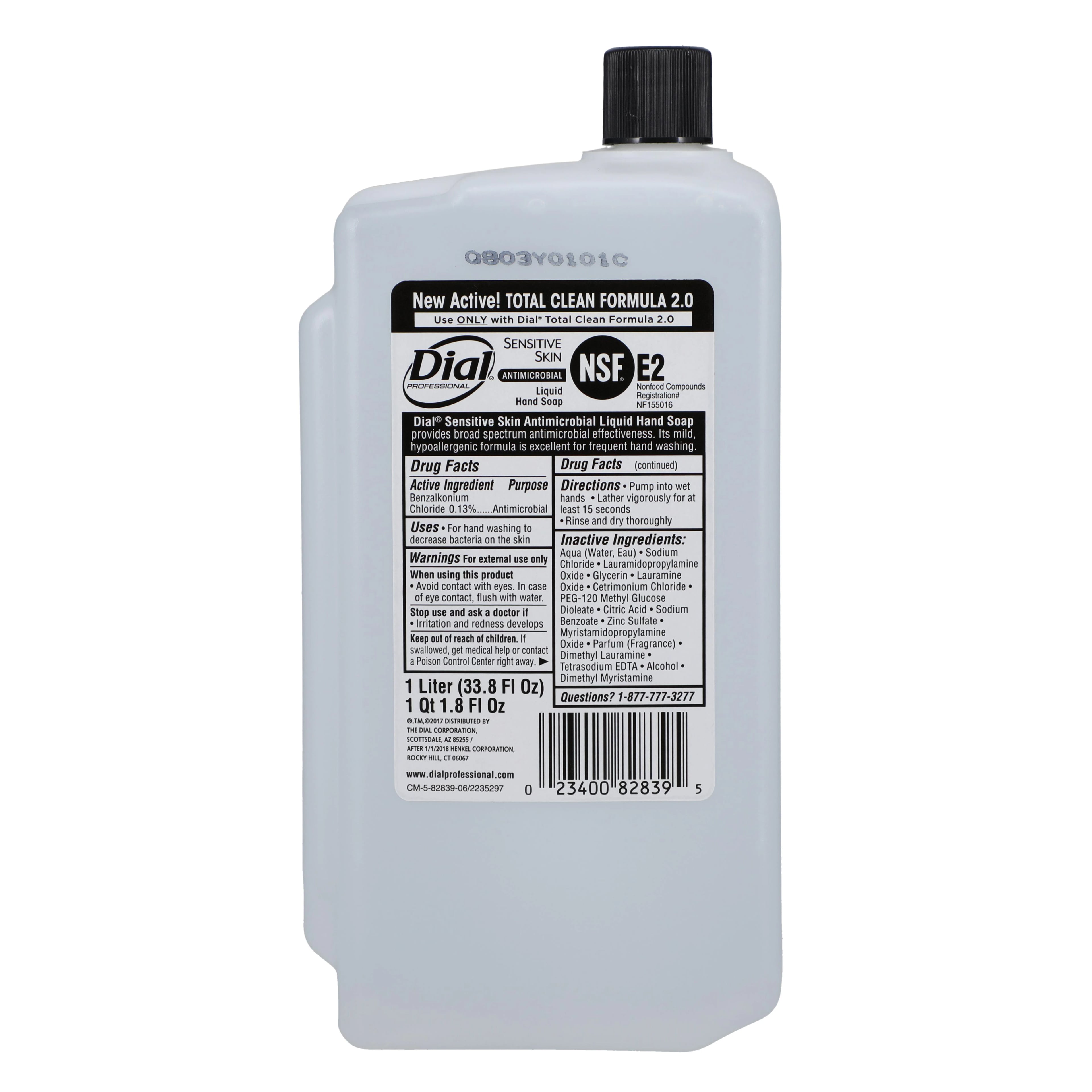 Dial Sensitive Antimicrobial Liquid Soap, 1 Liter Refill, 0.15% Triclosan