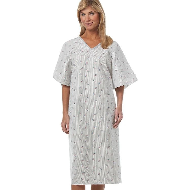 Fashion Seal Patient Gown, Adult Unisex Large, Matchsticks Print, Polyester/Cotton Sheeting, 45 in, Butterfly In-Sleeves, Each