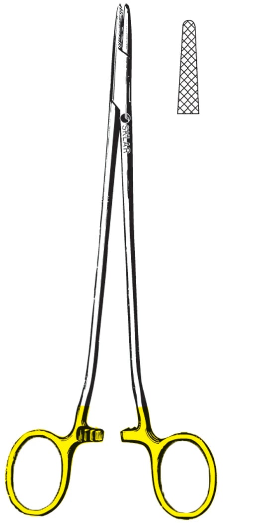 Sklar Sarot Needle Holder, Serrated Jaw, 10-1/2", Tungsten Carbide Inserts