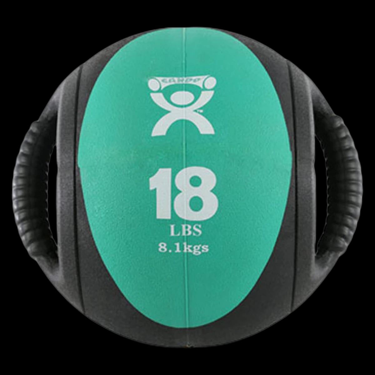 CanDo Dual Handle Medicine Ball, 9" Diameter, Green, 18 lb