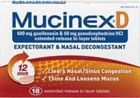 Mucinex D Expectorant Tablets, 60mg, 18/Box