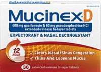 Mucinex D Expectorant Tablets, 60mg, 36/Box