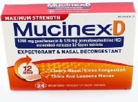 MucinexD Max Strength Tablets, 1200mg Guaifenesin/120mg Pseudoephedrine, 24/Box