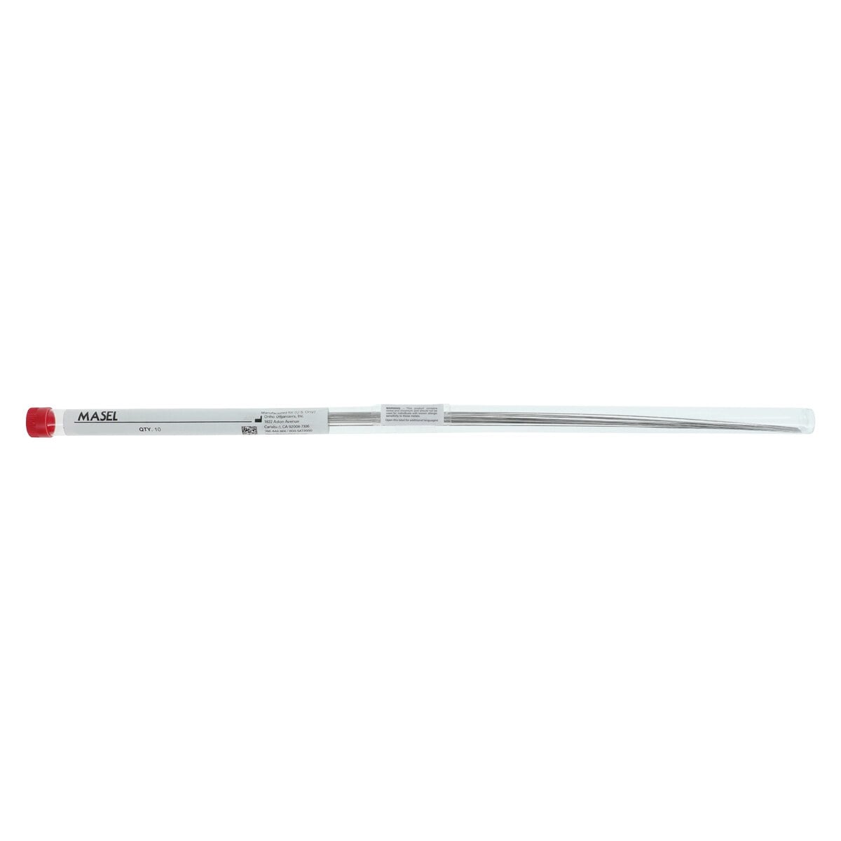 Spring Tempered Stainless Steel Round Wire, 14" Length, 0.028" Diameter (21 Gauge), 10/Pack