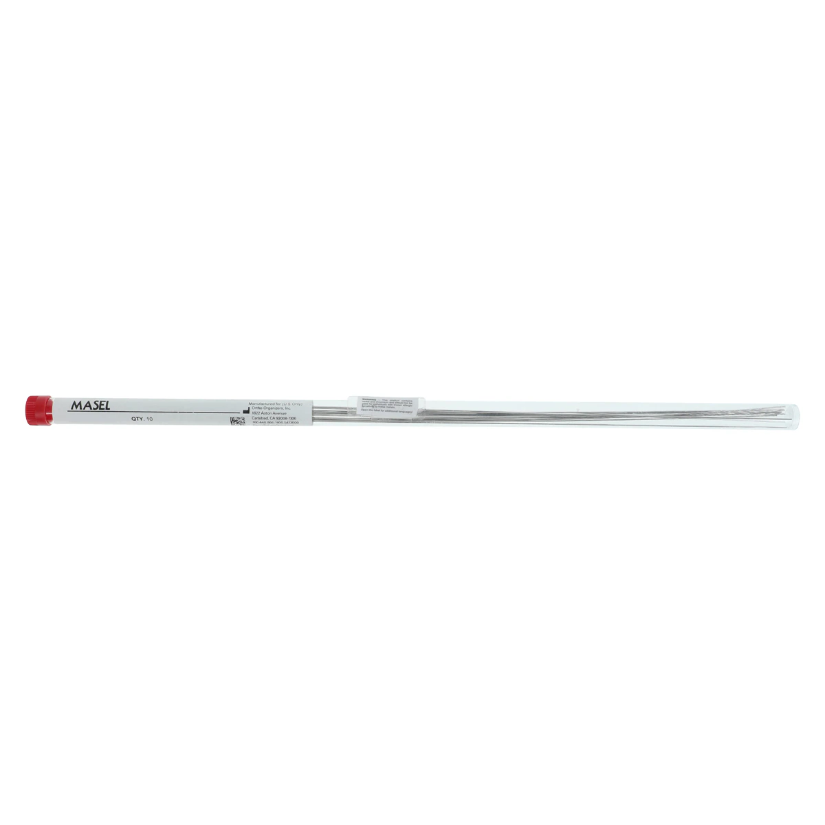 Ortho Organizers Spring Tempered Stainless Steel Round Wire, 14" Length, 0.030" Diameter (20 Gauge), 10/Package
