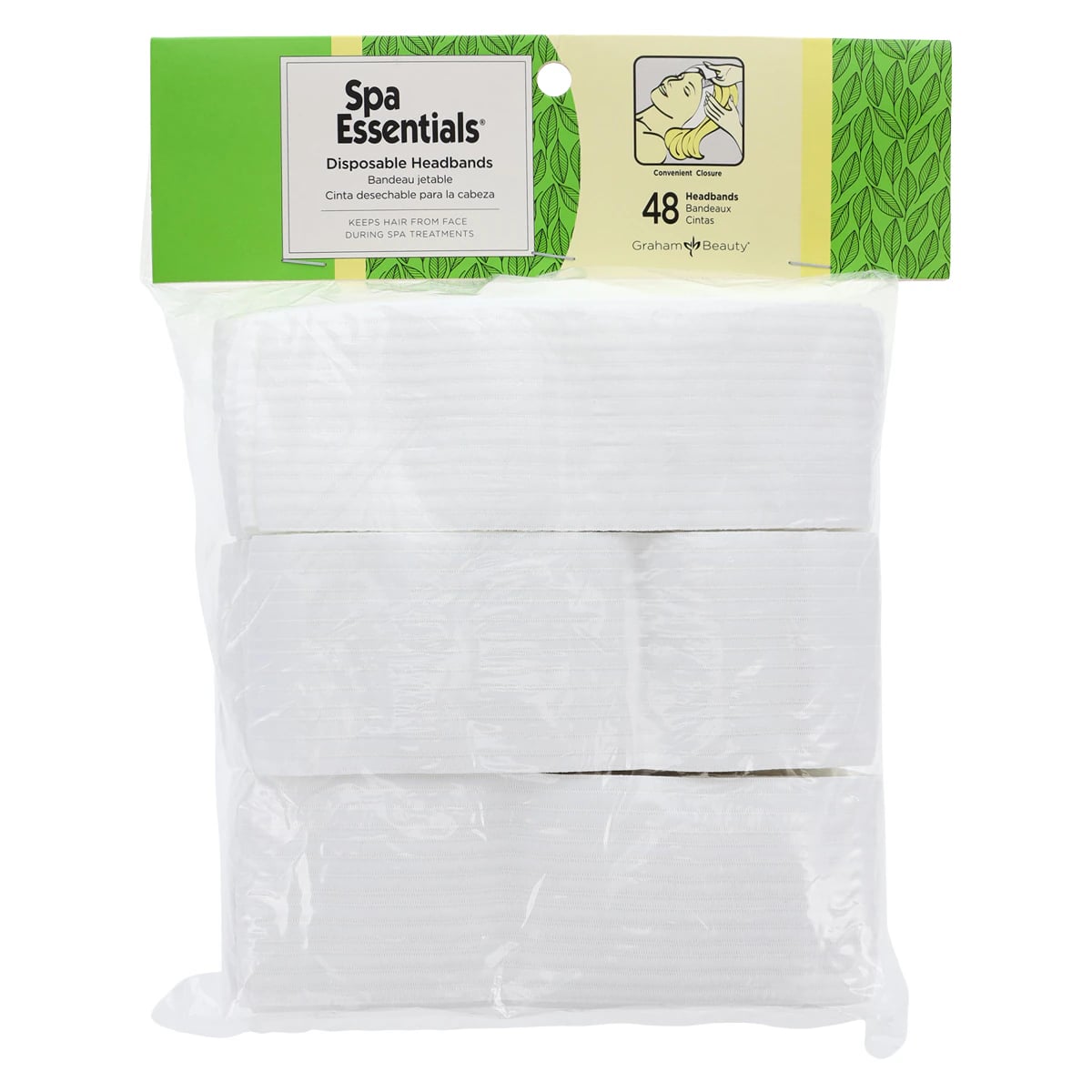 SpaEssentials Disposable Spa Headband, Lycra, White, One Size, 48/Package