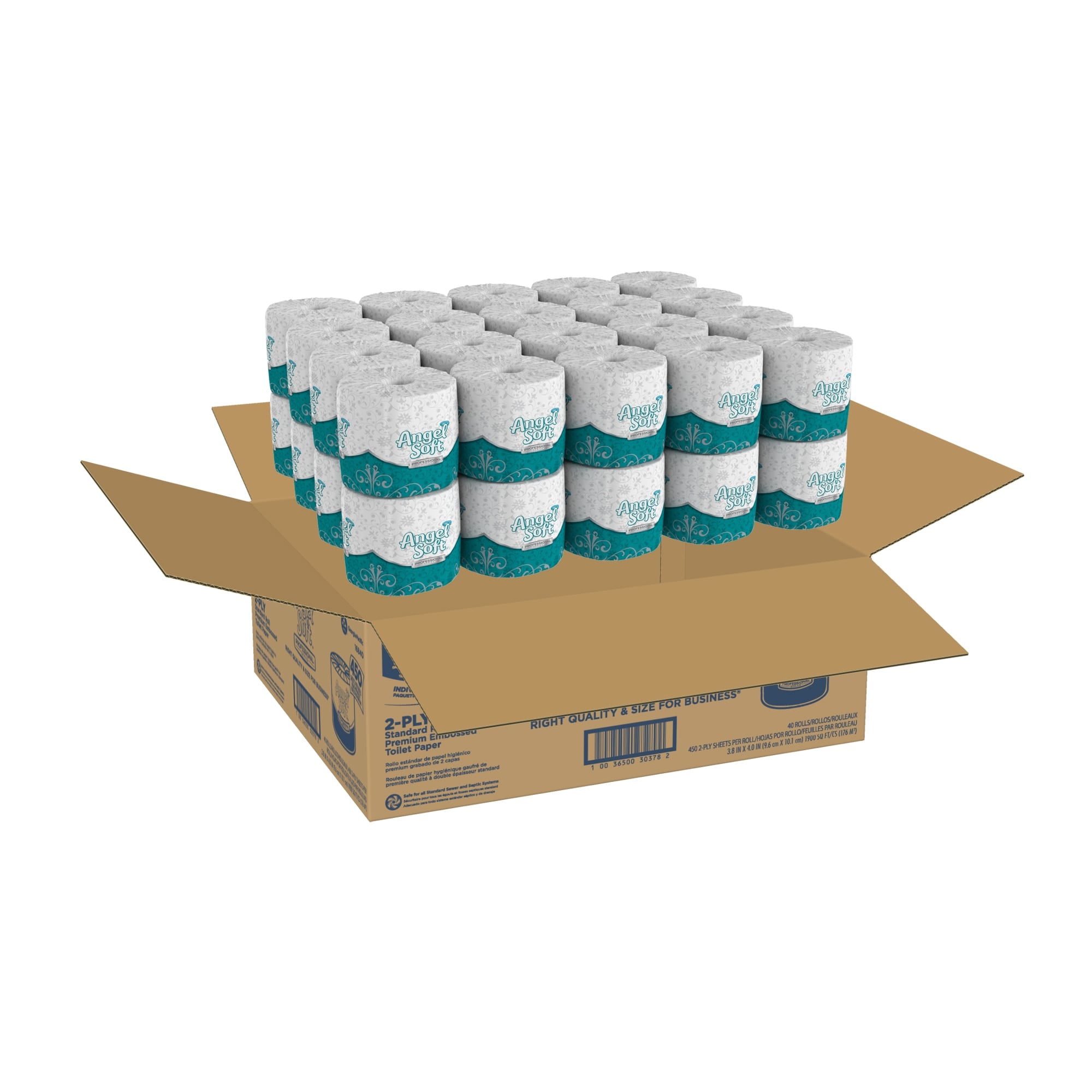 Angel Soft Professional Series Toilet Paper, 2-Ply, White, Embossed, 450-Sheet Rolls, 40/Case