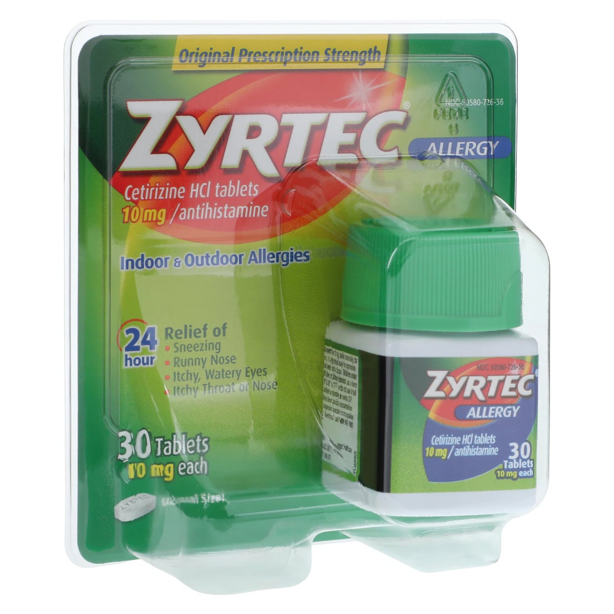 Zyrtec OTC Allergy Tablets, Cetirizine HCl 10 mg, 30 Count Bottle