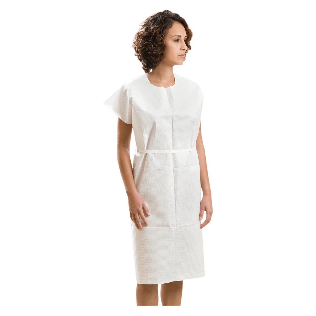 Graham Medical Exam Gown, Disposable, 3-Ply Tissue, White, Standard, 30 in x 42 in, 50/Case