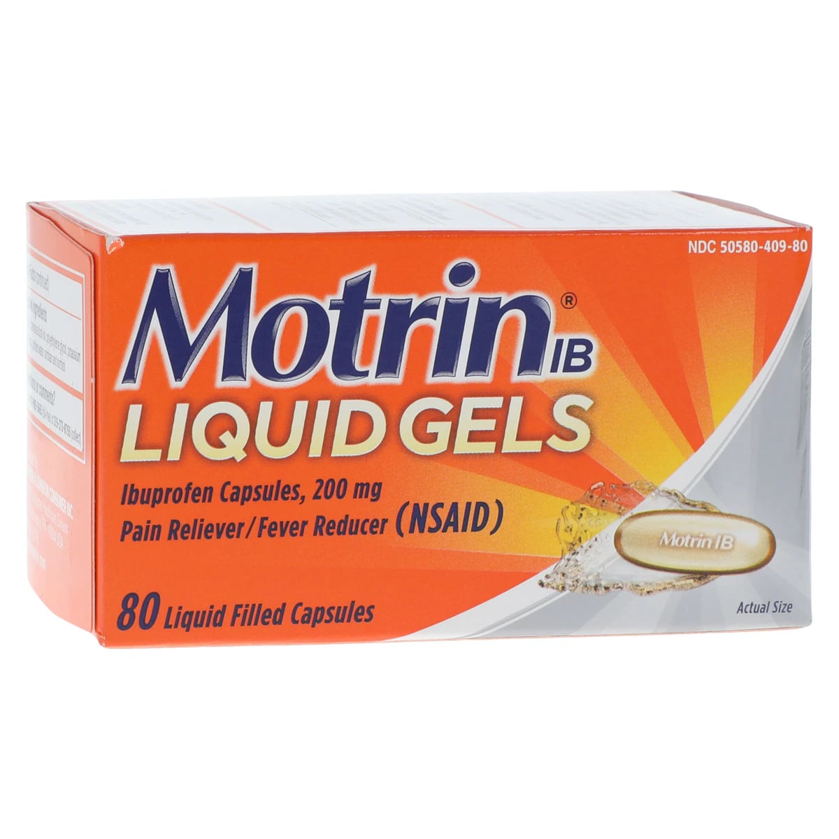 Motrin IB Liquid Gel Capsules, 200 mg, 80/Bottle