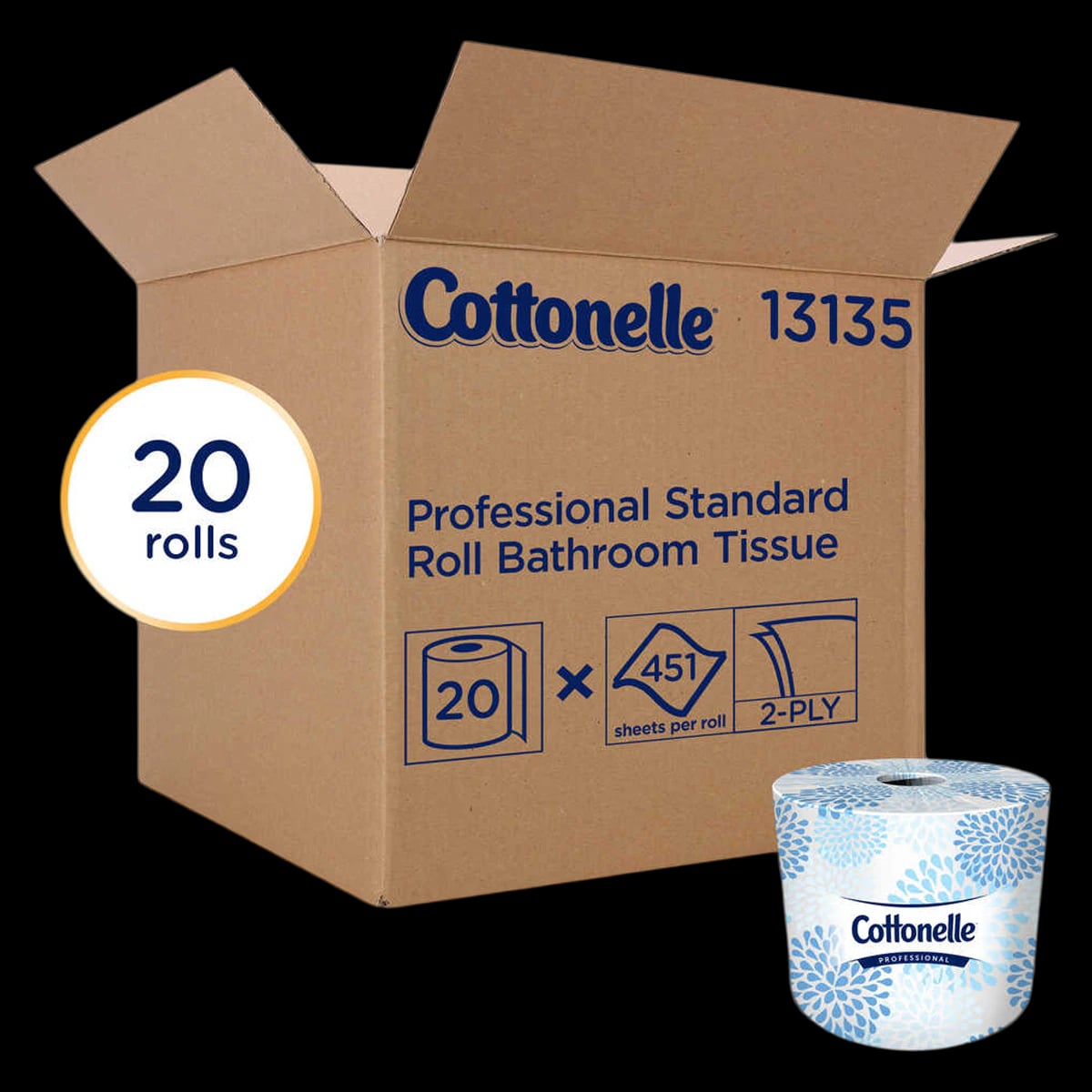 Cottonelle Professional Standard Roll Bathroom Tissue, 2-Ply, White, 20 Rolls/Case