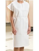 Graham Medical Exam Gown, Disposable, 3-Ply Tissue, Blue, Standard, 30 in x 42 in, 50/Case