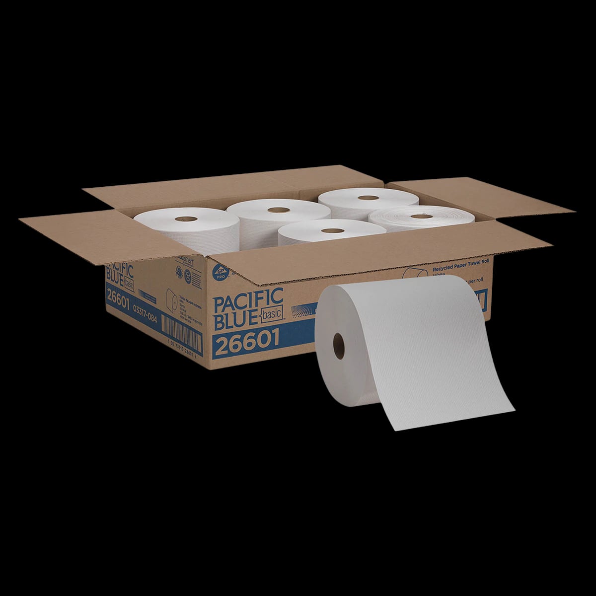 Georgia-Pacific Pacific Blue Basic Hardwound Towel Roll, 1-Ply, Recycled, 7.875 in x 800 in, White, 6 Rolls/Case
