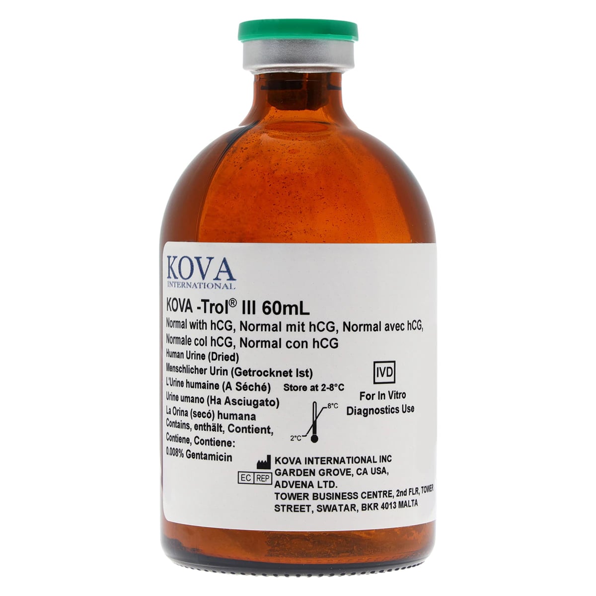 Kovatrol III Urine Control, Multi-Analyte Level 3, Normal Control, 4x60mL Lyophilized, 4/Case