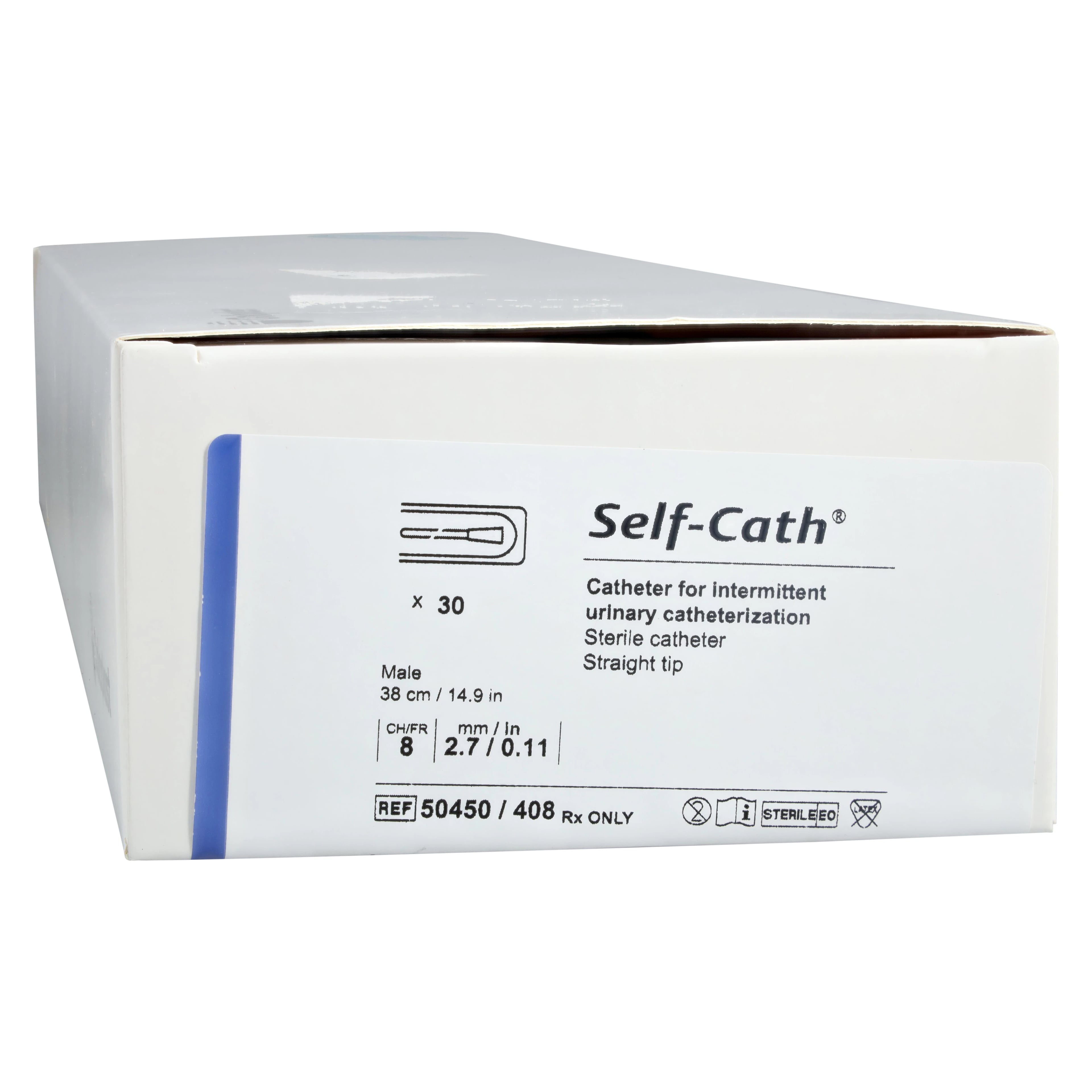 Coloplast Self-Cath Intermittent Catheter, Long Straight Tip, Uncoated PVC, 8 Fr