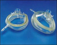 SunMed Anesthesia Mask, Child Size 4, Clear, Air-Filled Cushion, Disposable, with Tail Valve, 100/Case