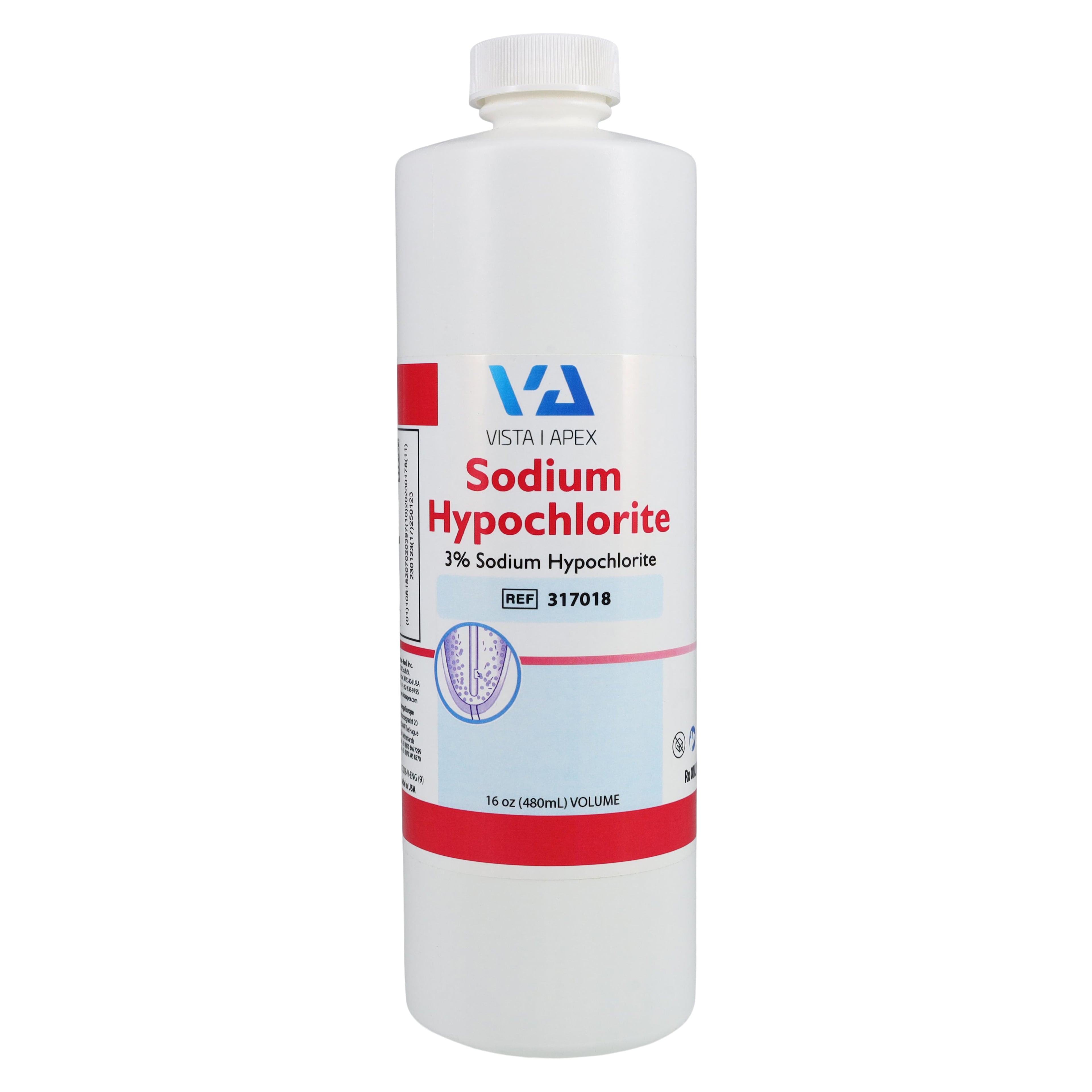 Vista Apex Sodium Hypochlorite 3% Solution, 16 oz (480 mL) Bottle, 317018