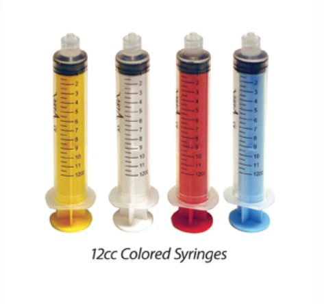 Vista Apex 12cc Irrigation Syringe, Luer Lock Tip, Yellow, Autoclavable, Non-Sterile, 80/Box