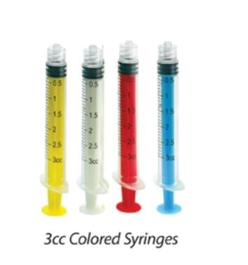 Vista Apex Colored Luer Lock Syringes, 3 cc, Yellow, 12/Case