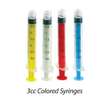 Vista Apex Colored Luer Lock Syringes, 3 cc, Graduated, 960/Box