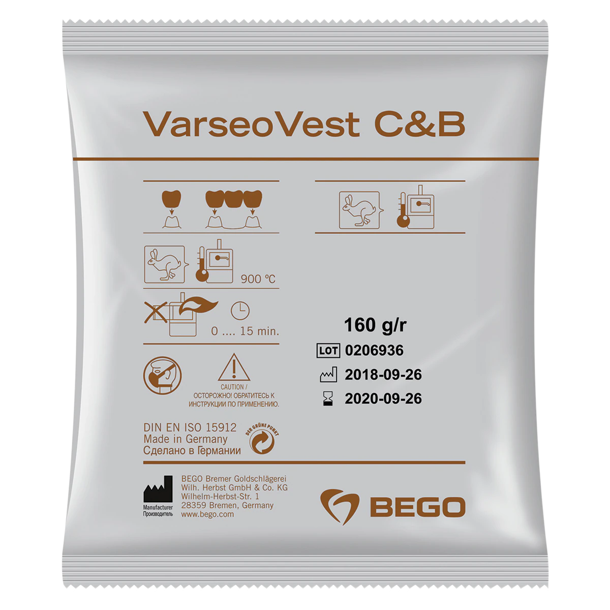 Bego VarseoVest C&B Casting Investment for Crown and Bridge, 160 g, 80/Box