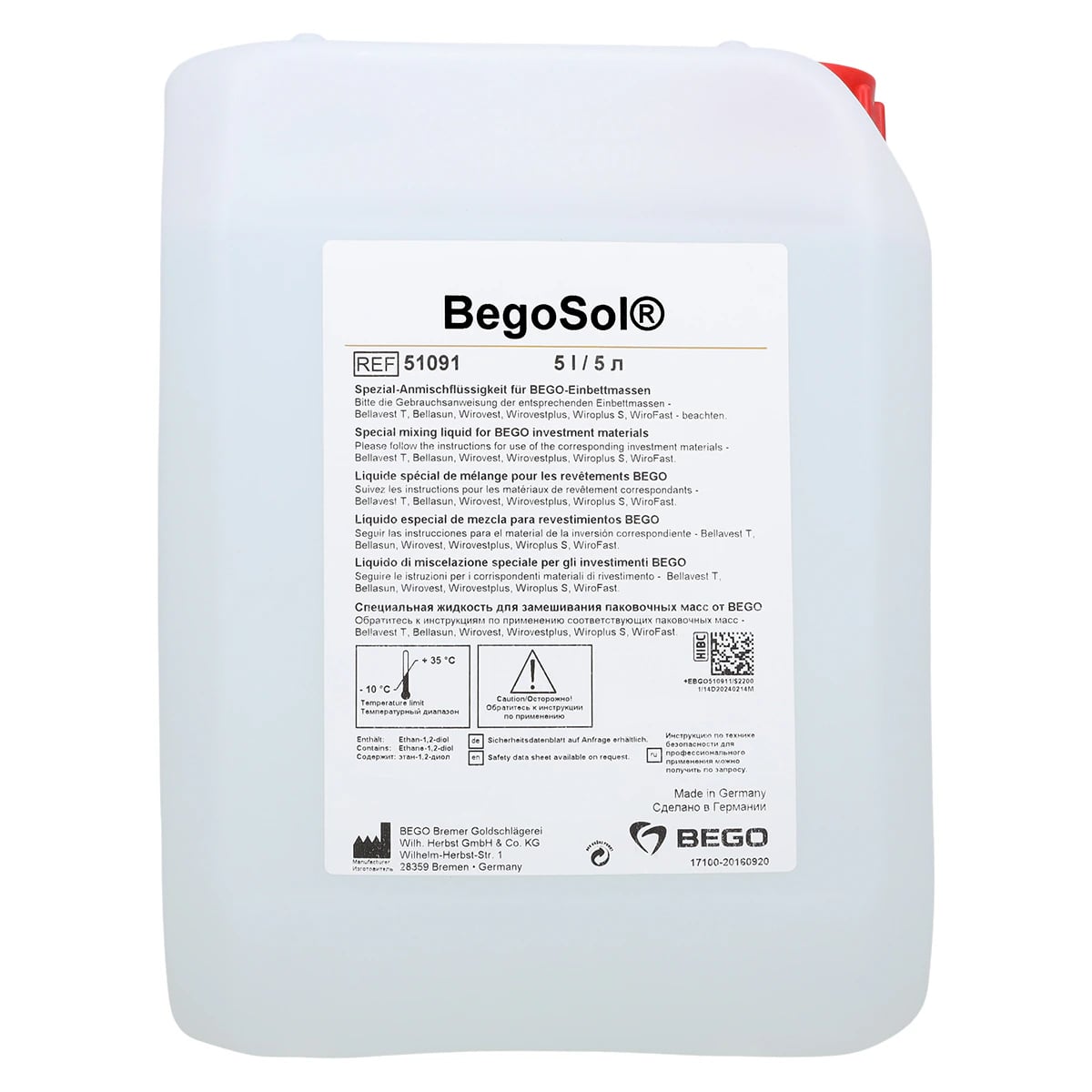 BegoSol® Mixing Liquid, 5 Liter Bottle