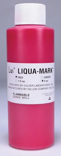Lab® Liqua Mark™ High Spot Indicating Liquid, Red, 4 oz Bottle