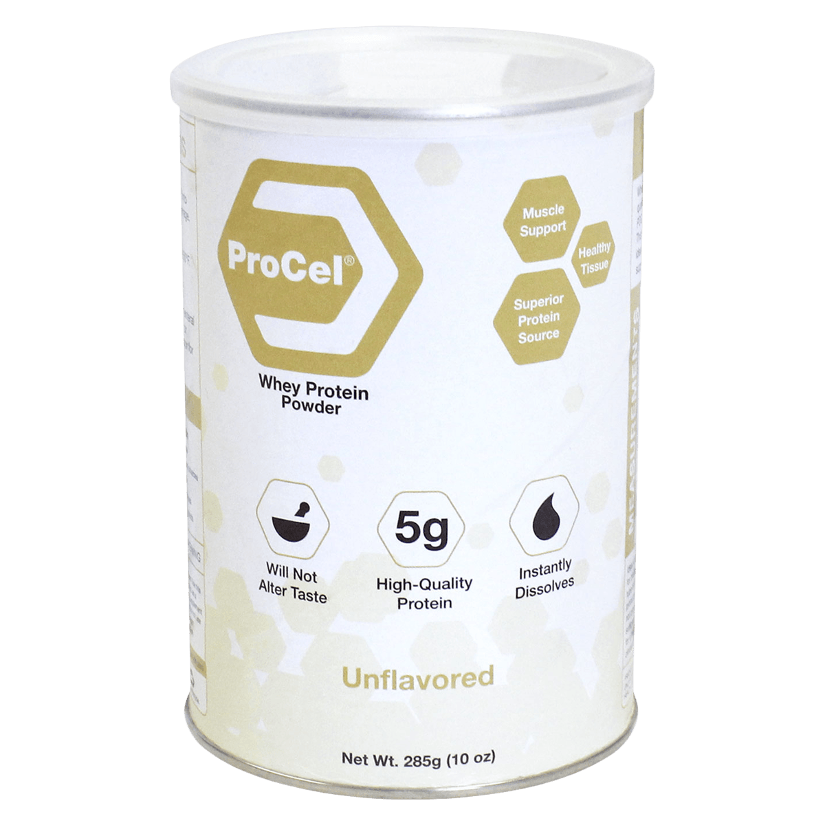 ProCel Protein Whey Protein Powder, Unflavored, 10 oz Can, 6/Case