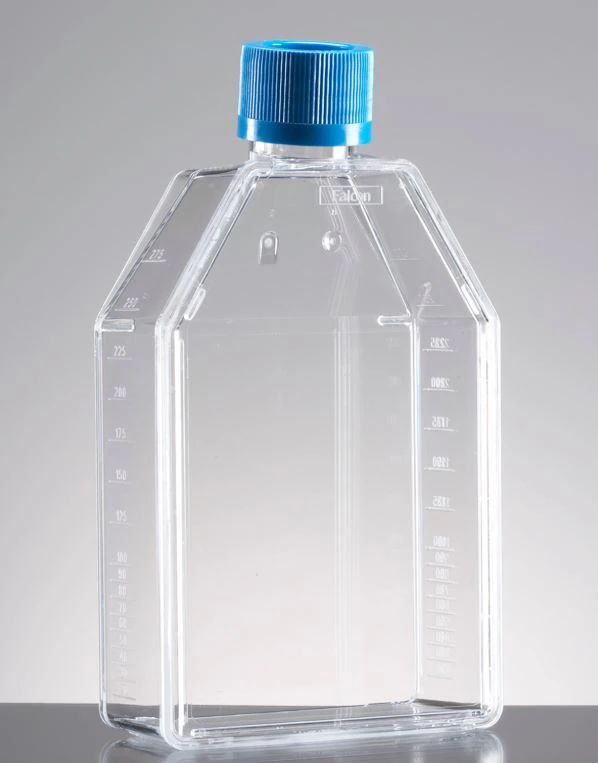 Falcon Cell Culture Flask, Polystyrene, 250mL, Rectangular Canted Neck, 75cm, Plug Seal Cap, Clear, Graduated, 60/Case