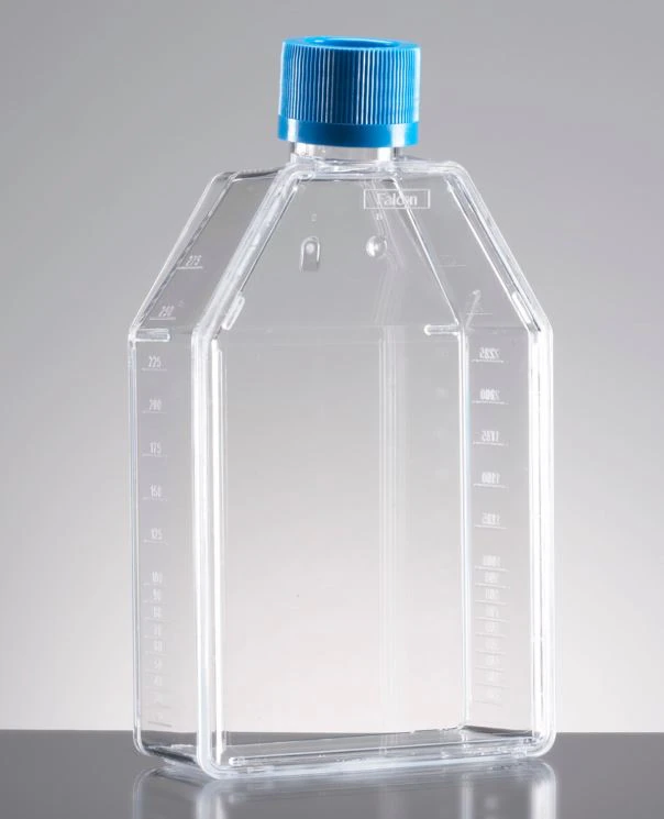 Falcon Cell Culture Flask, Polystyrene, 250mL, Rectangular Canted Neck, 75cm², Vented Cap, Clear, Graduated, 60/Case