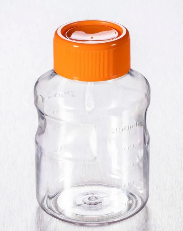 Corning Lifesciences Polystyrene Storage Bottle, Sterile with Cap, Clear, 250mL, 45mm Easy-Grip Cap, 24/Case