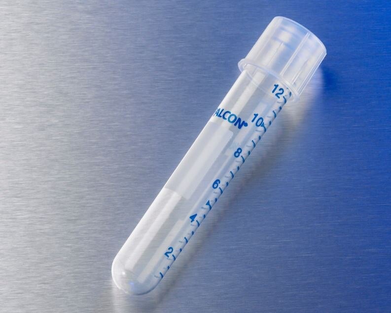 Falcon 14mL Polypropylene Test Tube, 17x100mm, Snap Cap, Round Bottom, Sterile, Individually Wrapped, 500/Case