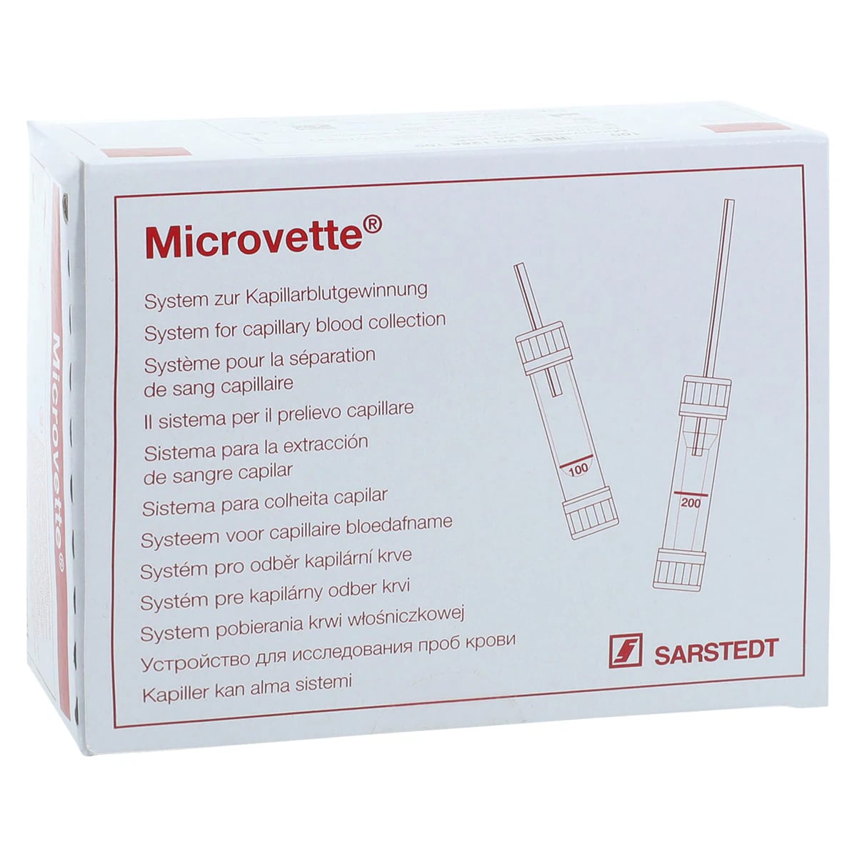 Sarstedt Microvette CB200 Blood Collection Capillary Tube, Polypropylene, 200 µL, Violet Cap, Non-Sterile, 100/Box